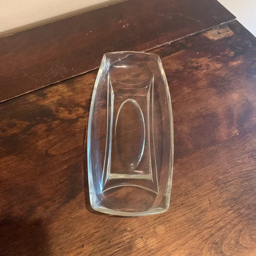 1960s Hazel Atlas Clear‎ Colony Glass Serving Relish Rectangular Dish